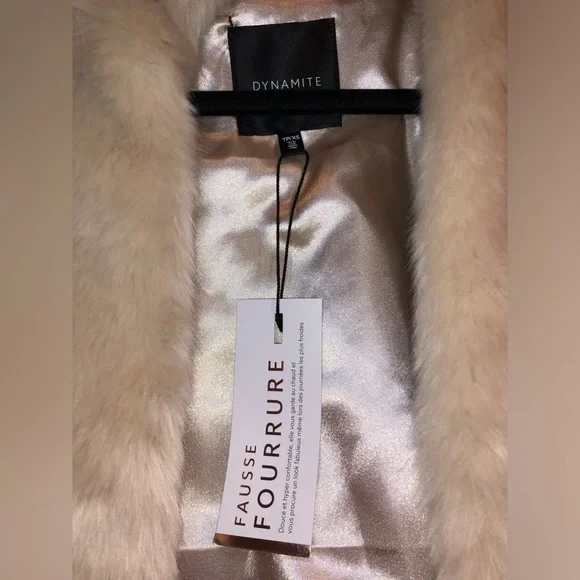 BNWT Dynamite Beige Faux Fur Vest With Pockets - XS - Picture 5 of 7